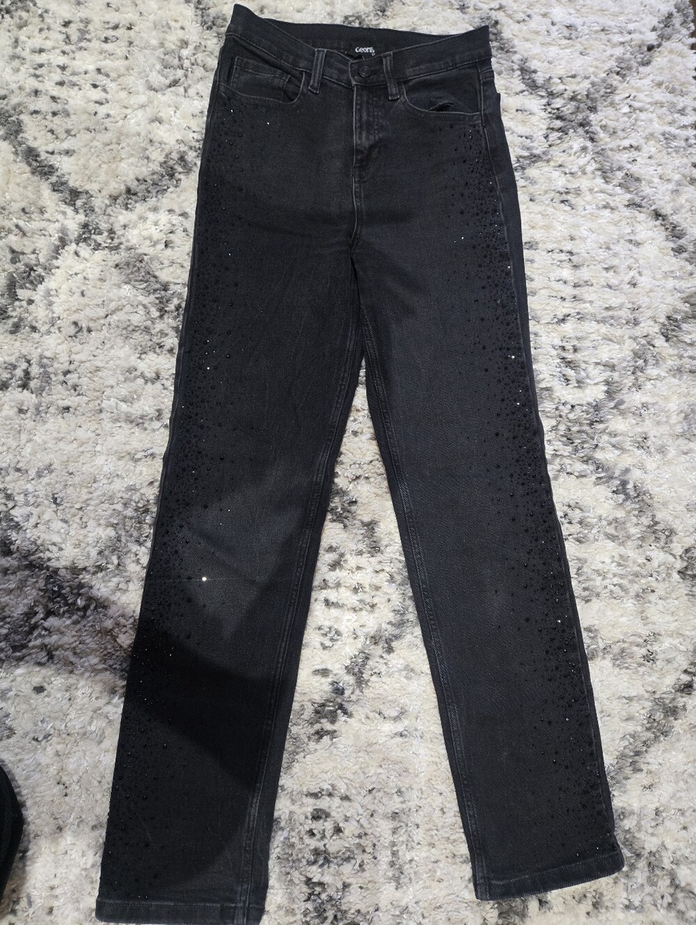 Women High Rise Black Embellished Skinny Jeans Size 2